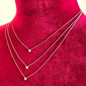 ELEGANT layered tri-colored sterling CZ necklace